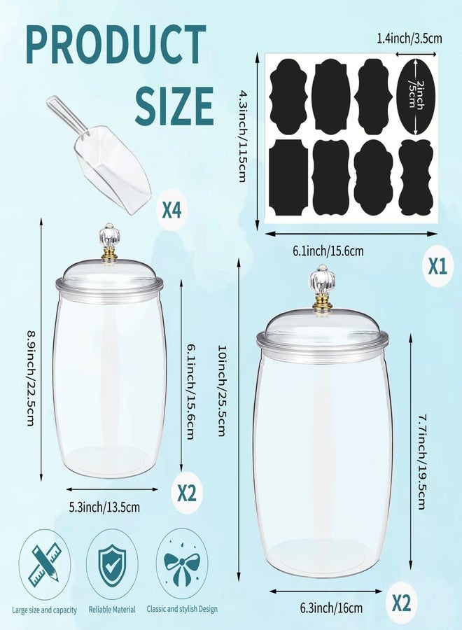 SENONAPO 4 Pcs 64 oz 90 oz Candy and Cookie Jar with Lids 4 Spoons Plastic Jars Decorative Apothecary Jars Candy Buffet Containers Clear Can Airtight Food Storage Canister for Home Decoration Supplies - Image 2